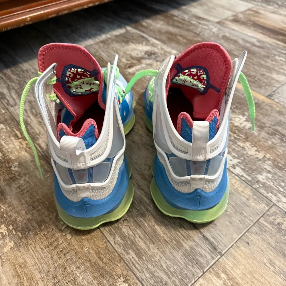 Men’s Nike LeBron 19 Dutch Blue Pomegranate Lime Sneakers - Picture 4 of 6